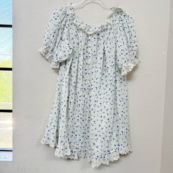 Doen Leta Dress Nightgown Light Blue Floral Size Small - Picture 3 of 5